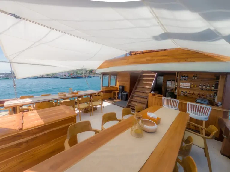 Deck and living space aboard a phinisi