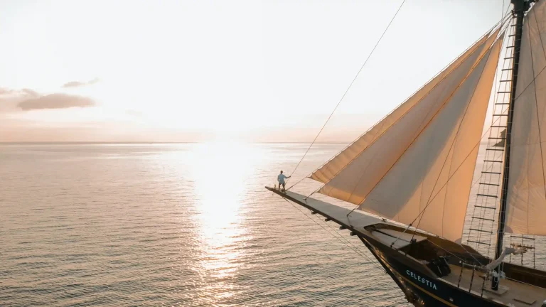 A phinisi under sail in Indonesian waters