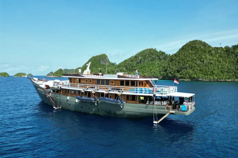 A phinisi under sail in Indonesian waters