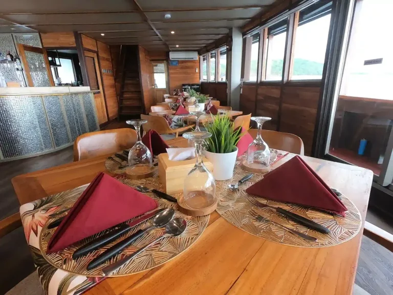 Deck and living space aboard a phinisi