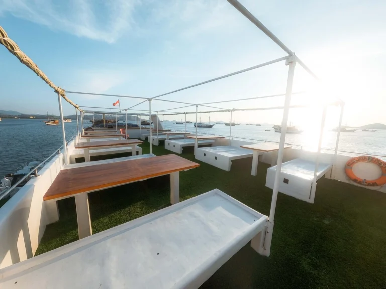 Deck and living space aboard a phinisi