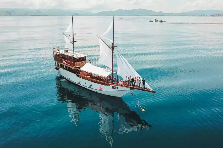 A phinisi under sail in Indonesian waters
