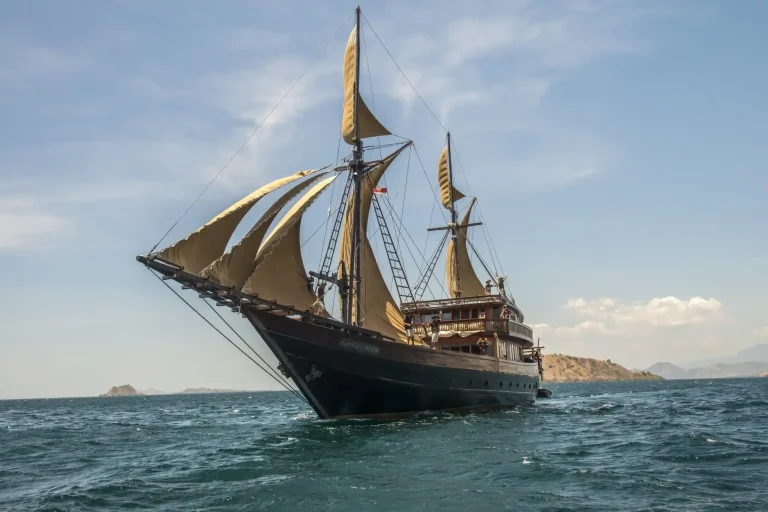A phinisi under sail in Indonesian waters