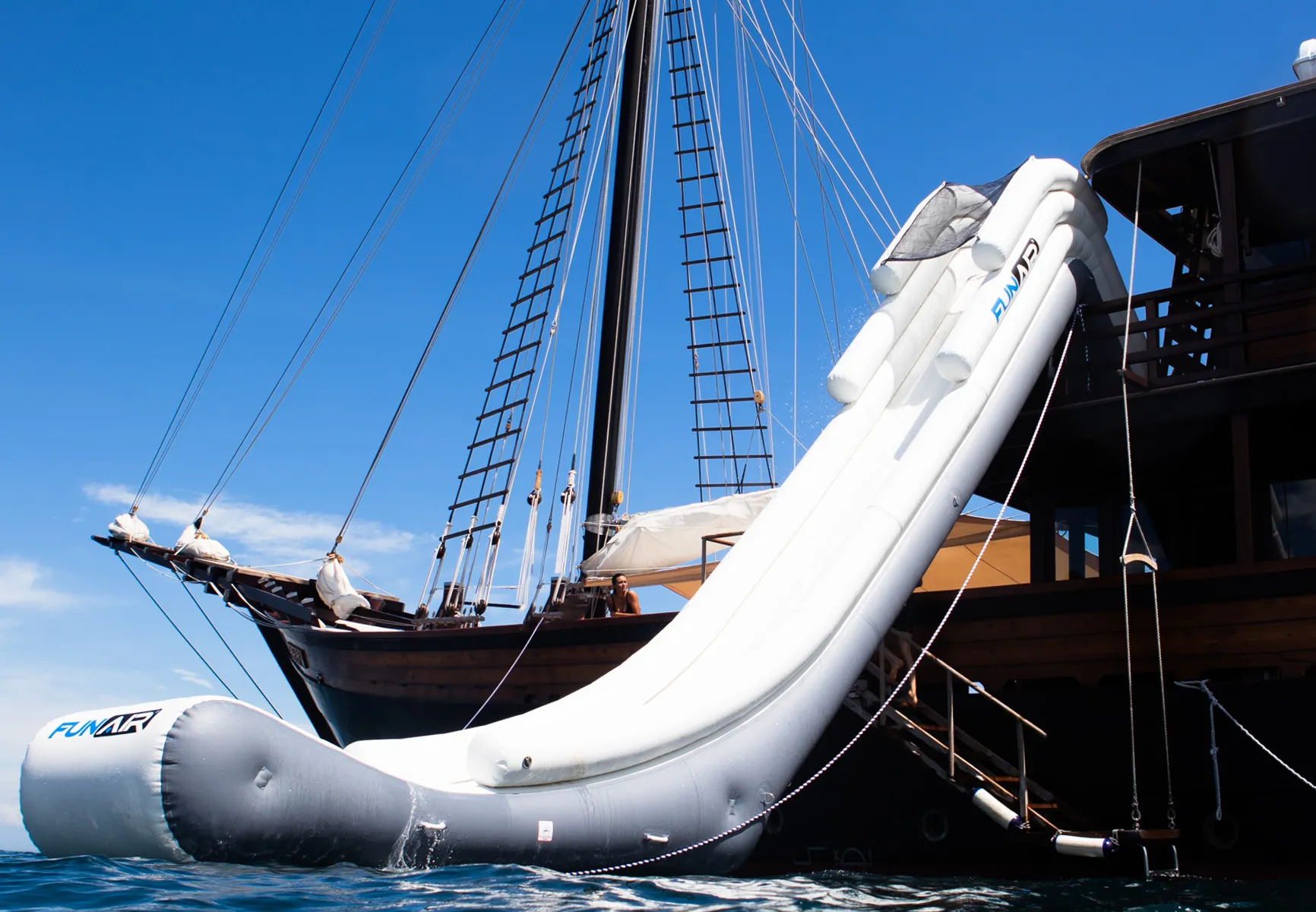 A phinisi under sail in Indonesian waters
