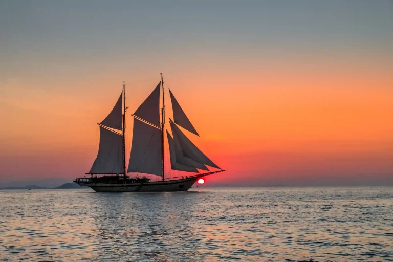 A phinisi under sail in Indonesian waters