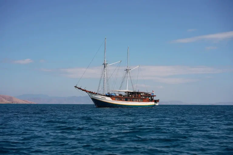 A phinisi under sail in Indonesian waters