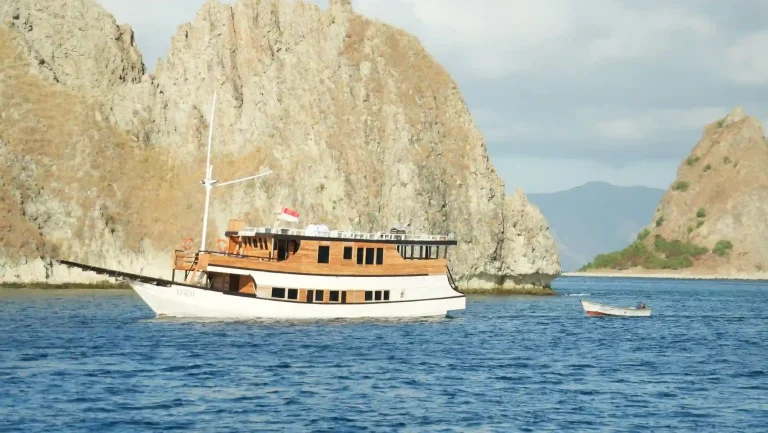 A phinisi under sail in Indonesian waters