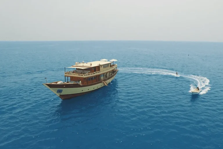 A phinisi under sail in Indonesian waters