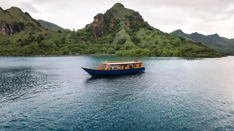 A phinisi under sail in Indonesian waters
