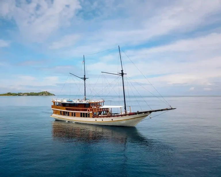 A phinisi under sail in Indonesian waters